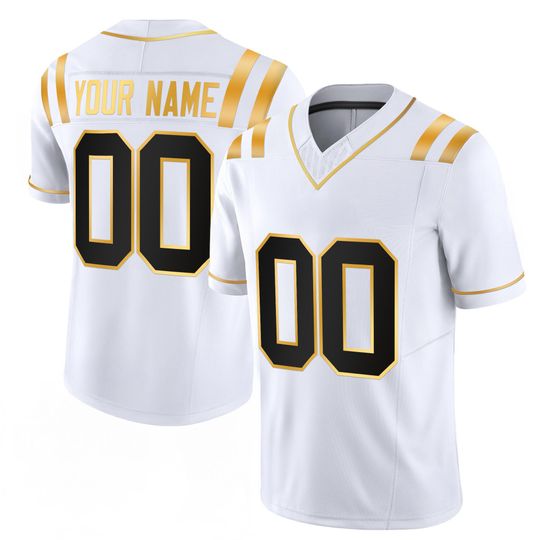 Discover Mississippi Embroidered Full Logo Custom White Gold Jersey, Personalized Name Number College Football Style Jersey, Game Day Fan Gift Men