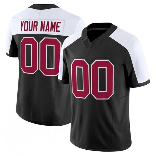Discover Albm Embroidered Full Logo Football Jersey, Personalized Name Number Black Game Day Jersey, Mens Team Uniform Gift for Football Fans