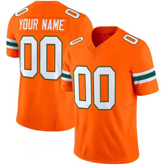Discover Miami Inspired Embroidered Custom Football Jersey Full Logo Personalized Name Number Mens Game Day Athletic Jersey Gift for Sports Fans