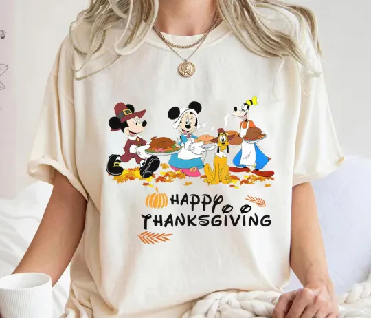 Discover Disney Mickey And Friends Happy Thanksgiving T-Shirt, Gift For Friends