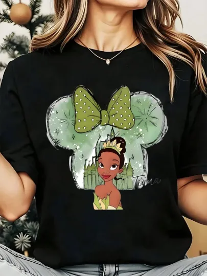 Discover Disney Polka Dot Bow Princess Holding T-Shirt, Gift For Friends