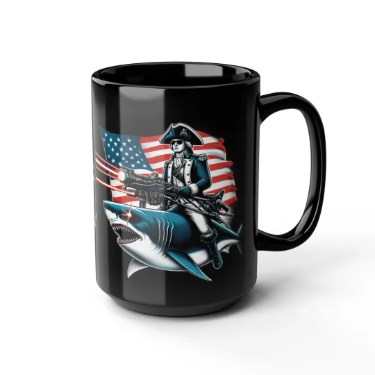 Discover George Washington Laser Shark Coffee Mug