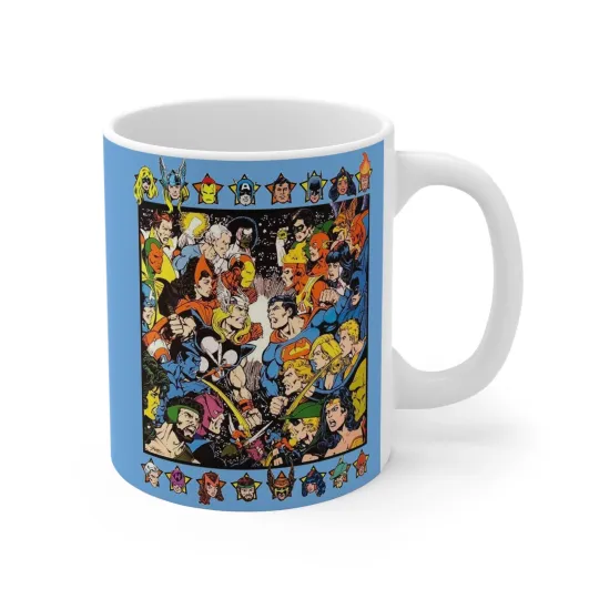 Justice League vs Avengers Coffee Mug George Perez Art DC Marvel
