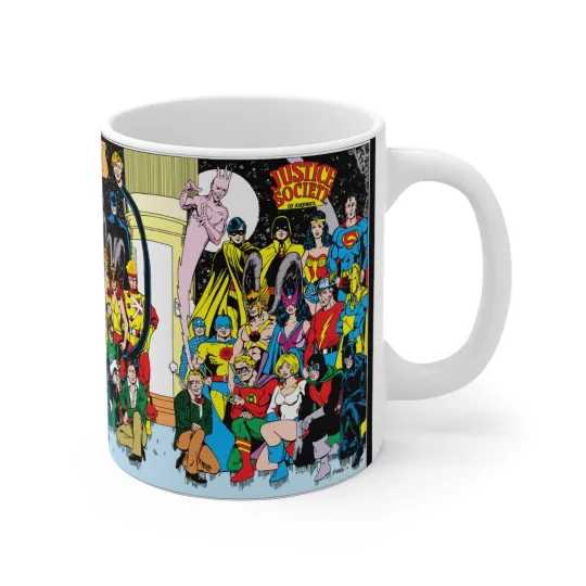 Justice League & Justice Society Coffee Mug George Perez DC Comics Art