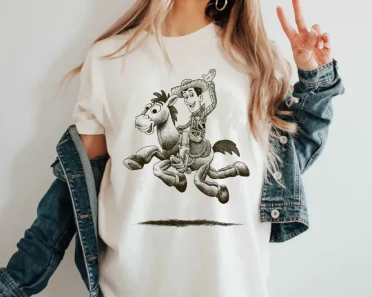 Discover Disney Pixar Toy Story Woody Bullseye T-Shirt, Gift For Friends