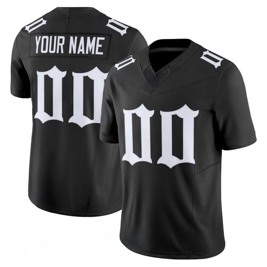 Discover Albm Embroidered Full Logo Custom Gothic Number Jersey, Personalized Name Football Team Jersey, Black Game Day Uniform, Mens Fan Gift
