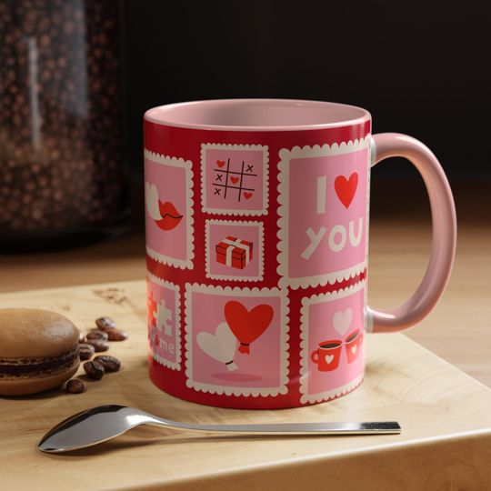 Discover Valentines Day Couple Mug, Love Themed Coffee Cup, Gift for Girlfriend