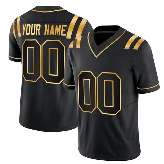Discover Mississippi Embroidered Full Logo Custom Black Gold Jersey, Personalized Name Number College Football Style Jersey, Game Day Fan Gift Men