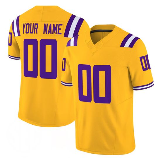 Discover Louisiana Inspired Gold Purple College Style Football Jersey Custom Name Number, Personalized Game Day Fan Shirt Gift