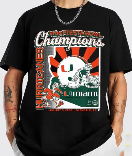 Discover Hurricanes College Football Fiesta Bowl Champions 2026 T Shirt