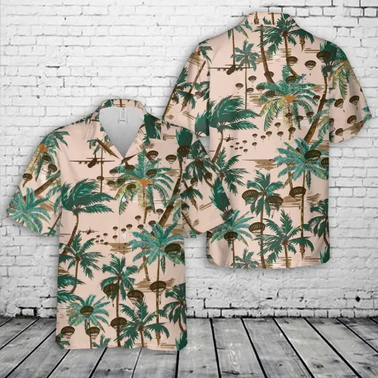 Discover Custom Name US Army Paratroopers Silhouette Hawaiian Shirt Military Gift S-5XL
