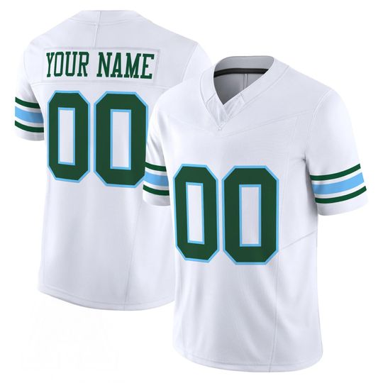 Discover Green Wave Color Style Football Jersey Embroidered Full Logo Custom Name Number Personalized Unisex Fan Jersey Retro Game Day Gift Men Women