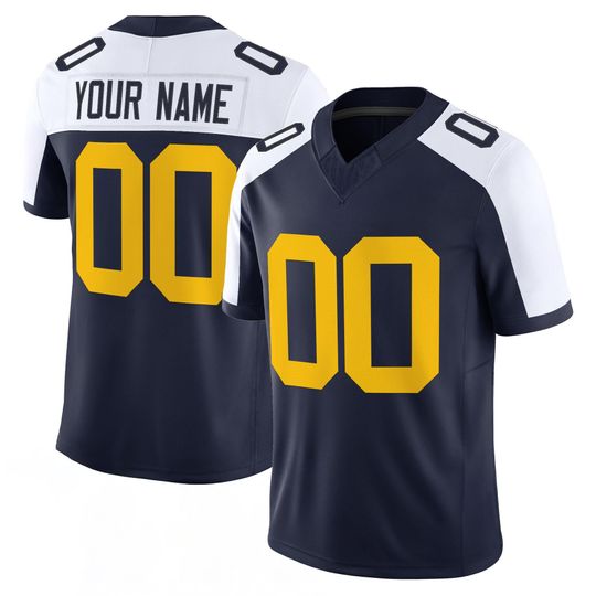 Discover Michigan Style Embroidered Football Jersey Full Logo Custom Name Number Personalized Game Day Athletic Jersey for Men Women Sports Fans