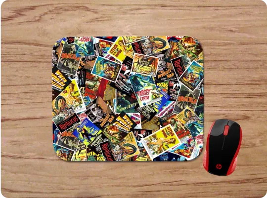 Discover Classic Horror Sci-Fi Movie Collage Mouse Pad for Gaming