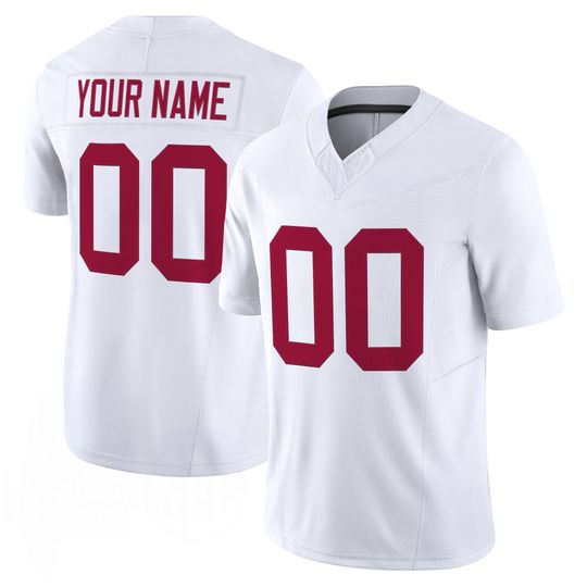 Discover Albm Embroidered Full Logo Football Jersey, Personalized Name Number White Team Jersey, Mens Game Day Uniform, Gift for Football Fans