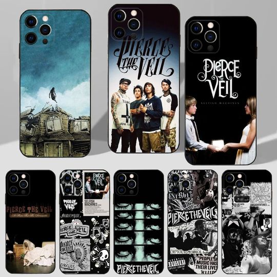 Discover Band P-Pierces The V-Veil Phone Case For iPhone 16,15,14,13,12,11 Plus,Pro Max,XS,X,XR,SE,Mini,8,7 Soft Silicone Black Cover