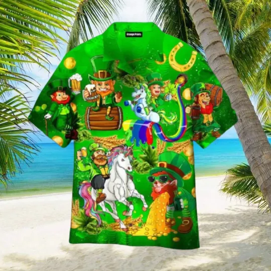 Discover Leprechaun Unicorn Beer Hawaiian Shirt