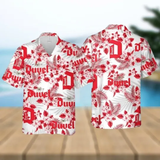 Discover Duvel Beer Hawaiian Shirt Tropical Flower Pattern for Beach Lovers