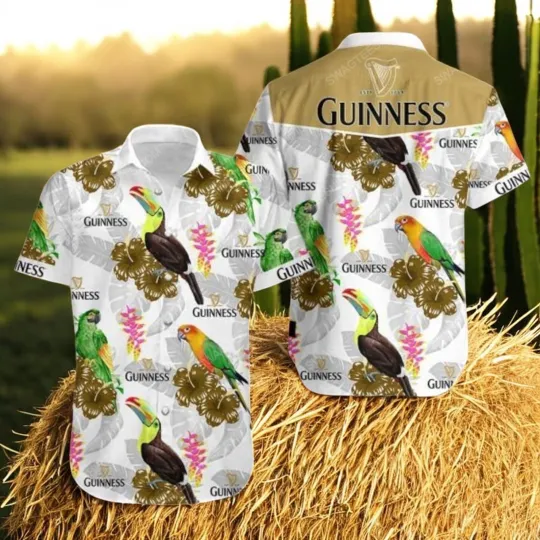 Hawaiian Shirt Floral Guinness Beer Summer Vacation
