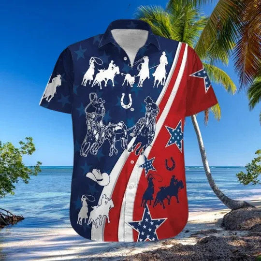 Discover Hawaiian Aloha Shirts American Team Roping V2 hawaiian shirt