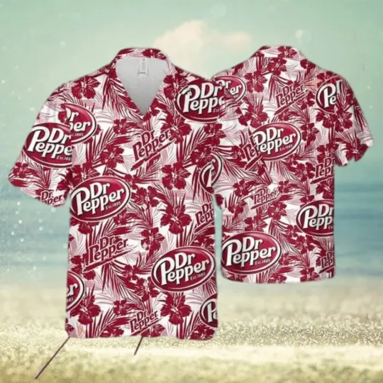 Discover Dr Pepper Hawaiian Shirt Tropical Flower Pattern Beachwear for Beer Lovers