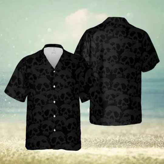 Discover Dark Skull Pattern Hawaiian Shirt