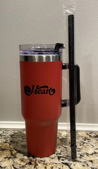 Discover HEART ROYAL FLUSH TOUR 2024 10 1/4" TRAVEL CUP HANDLED TUMBLER STAINLESS 40 OZ