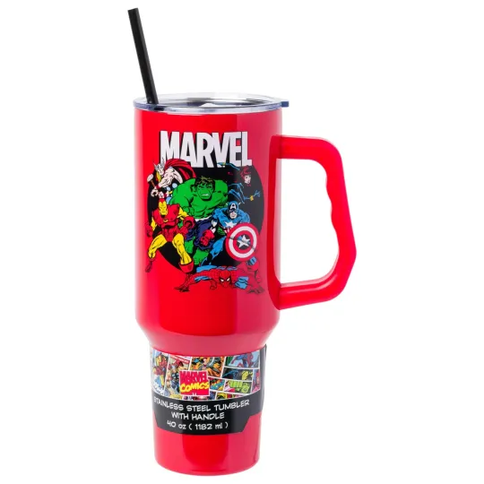 Discover Marvel Avengers 40 Ounce Stainless Steel Tumbler with Handle and Straw