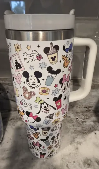 Discover Disney Tumbler 40oz stainless steel cup goofy mickey donald minnie pluto handle