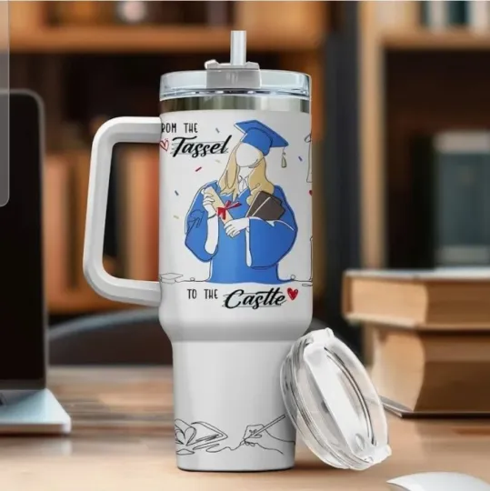 Discover Disney-Inspired Graduation Tumbler | 40 oz Stainless Steel Handled Mug