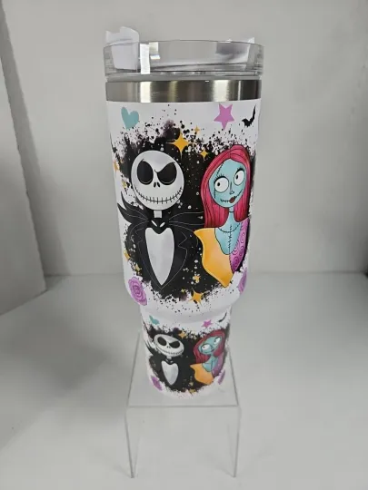 Disney Nightmare Before Christmas Jack and Sally 40oz Insulated Tumbler NEW