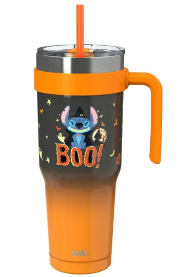 Discover Disney Stitch Orange 40oz Insulated Stainless Steel Tumbler Mug Handle Lid Straw