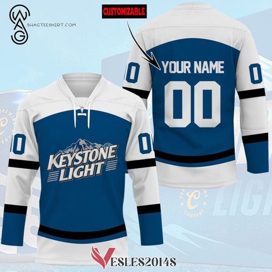 Custom Keystone Light Beer Full Print Hockey Jersey, Trending Gifts For Fans