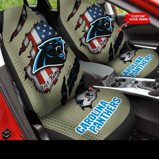 Discover Custom Name football Carolina Panthers Car Seat Cover