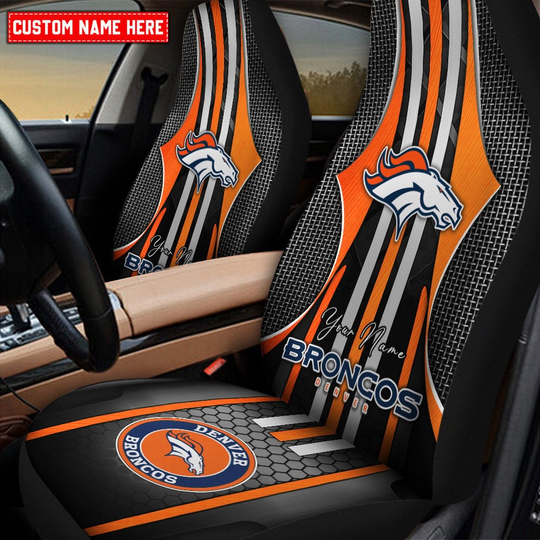 Custom Name football Denver Broncos Car Seat Covers
