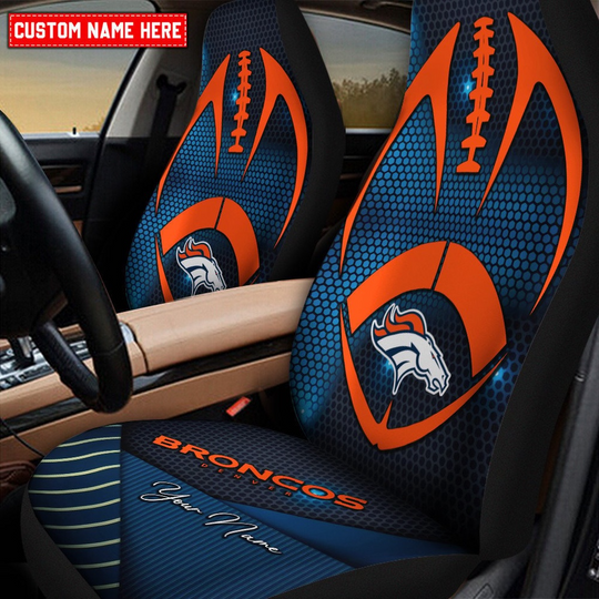 Discover Custom Name football Denver Broncos Car Seat Cover