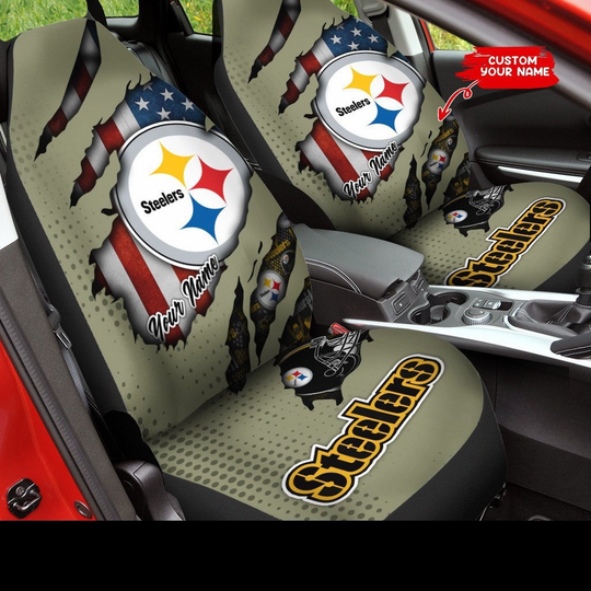 Custom Name football Pittsburgh Steeler Car Seat Covers