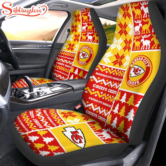 Discover football Kansas City Chiefs Ugly Christmas Car Seat Covers