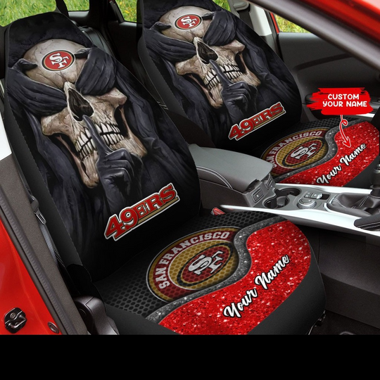 Custom Name football San Francisco 49ers Skull Pattern Car Seat Covers