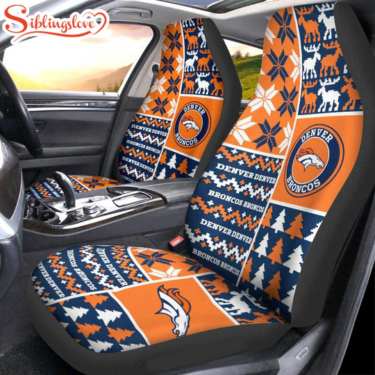 football Denver Broncos Ugly Christmas Car Seat Covers