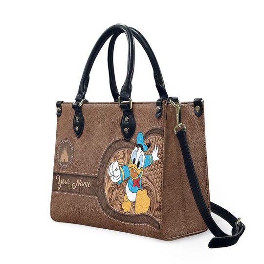 Lovely Donald duck Leather Handbag, Donald duckWomen Bags Purses,Donald duck Lover's Handbag,Custom Leather Bag,Woman Handbag,Handmade Bag