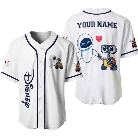 Custom Wall-E Baseball Jersey, Disney Couple Jersey, Matching Kids Youth Adult Shirt