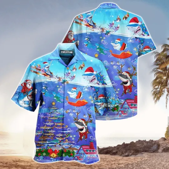 Discover Christmas Hawaiian Shirt for Shark Lovers