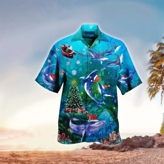 Discover Christmas Whale Hawaiian Shirt, Shirt For Whale Lover