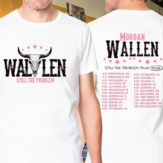 Discover Vintage Wallen Western Tour 2026 Still The Problem Bull Skull T-Shirt Country Mus