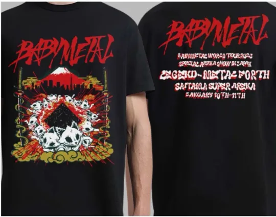 Babymetal Rock Tour 2026 short sleeve black color 2 side Shirt