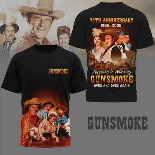 Discover Gunsmoke 70th 1955-2025 Happiness Is Watching Gunsmoke T Shirt