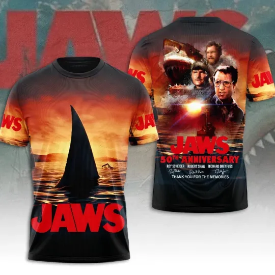 Jaws 50Th Anniversary Thank You Signatures 3D T-Shirt