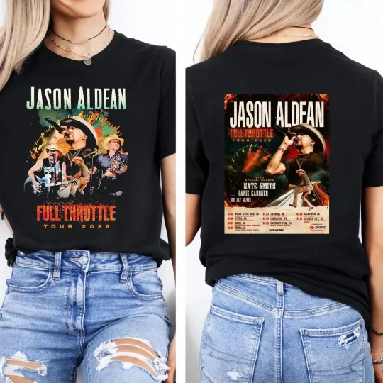 Discover Jason Aldean Full Throttle Tour 2026 Graphics T-shirt
