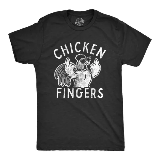 Discover Mens Chicken Fingers T Shirt Funny Sarcastic Offensive Middle Finger Tee for